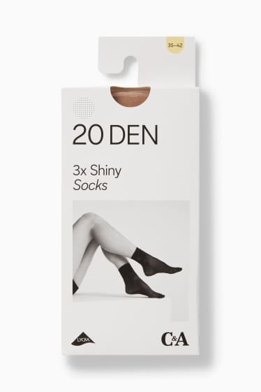 Damen - Multipack 3er - Feinsöckchen - LYCRA® - 20 DEN - puder