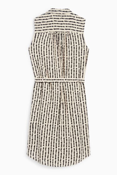 Damen - Viskose-Blusenkleid - gemustert - schwarz / beige