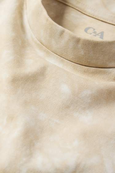 Kinder Buben - Kurzarmshirt - gemustert - beige