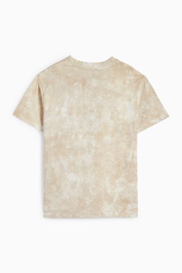 Kinder Buben - Kurzarmshirt - gemustert - beige
