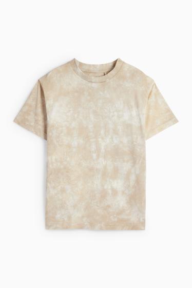 Kinder Buben - Kurzarmshirt - gemustert - beige