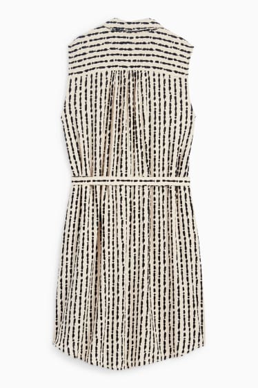 Damen - Viskose-Blusenkleid - gemustert - schwarz / beige