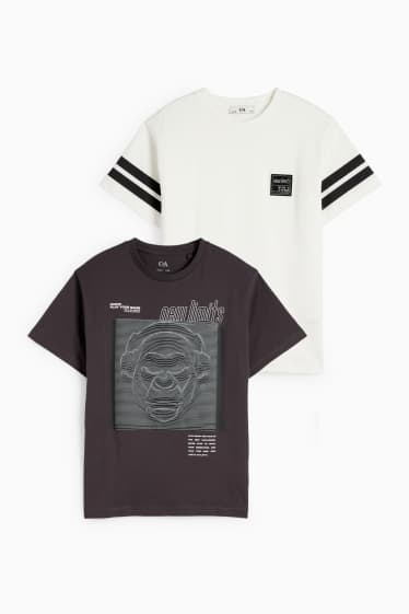 Kinder Jungen - Multipack 2er - Gorilla - Kurzarmshirt - dunkelgrau