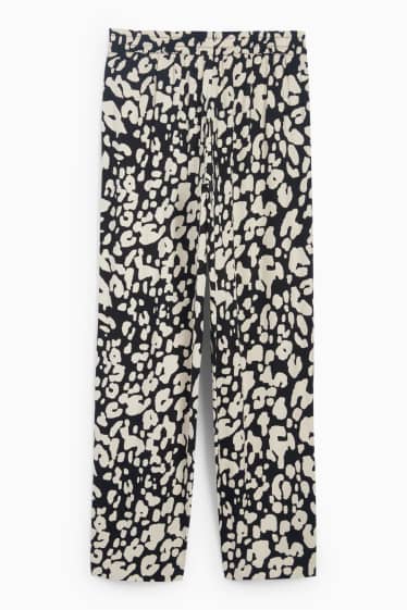 Women - Cloth trousers - high-rise waist - tapered fit - leopard print - black / beige