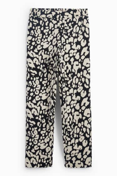 Women - Cloth trousers - high-rise waist - tapered fit - leopard print - black / beige