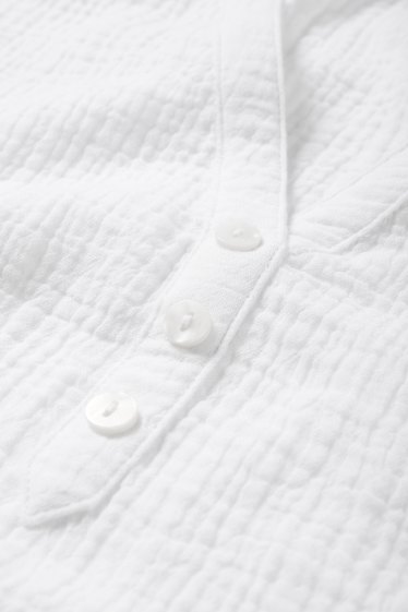 Dames - Blousetop met V-hals - met structuur - wit