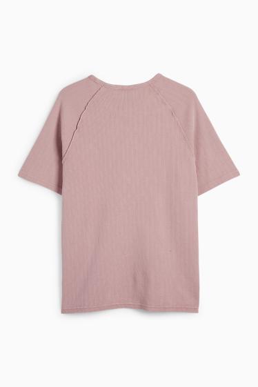 Herren - T-Shirt - Oversized - strukturiert - dunkelrosa