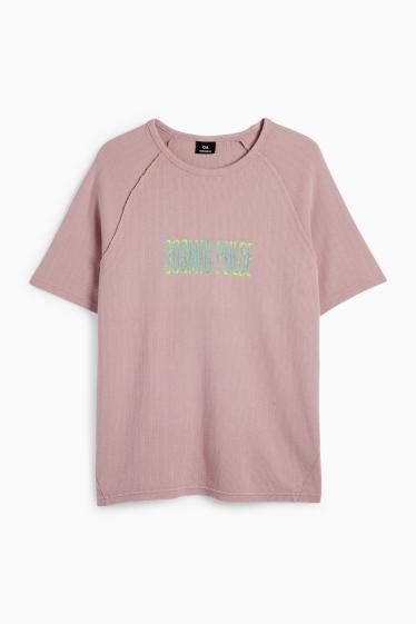 Herren - T-Shirt - Oversized - strukturiert - dunkelrosa