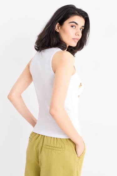 Dames - Top - geribd - wit