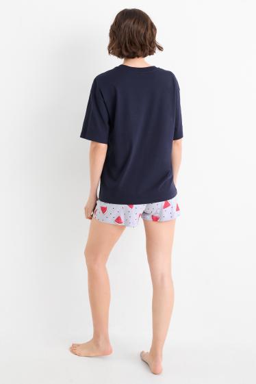 Dames - Shortama - blauw / grijs