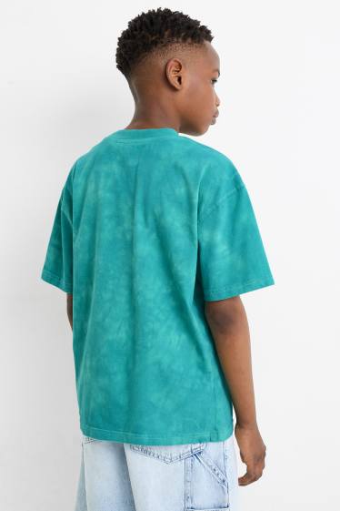 Kinder Buben - Basketball - Kurzarmshirt - gemustert - grün