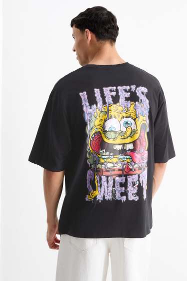 Men - T-shirt - oversized - SpongeBob SquarePants - black