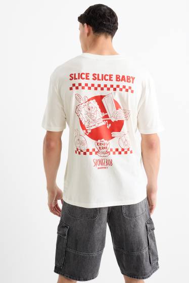 Herren - T-Shirt - Relaxed Fit - SpongeBob Schwammkopf - weiss