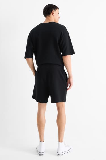 Heren - Sweatshorts - met structuur - zwart