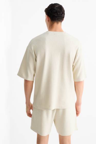 Herren - T-Shirt - Oversized - strukturiert - cremeweiss