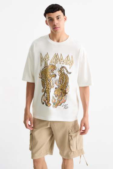 Herren - T-Shirt - Oversized - Def Leppard - weiss