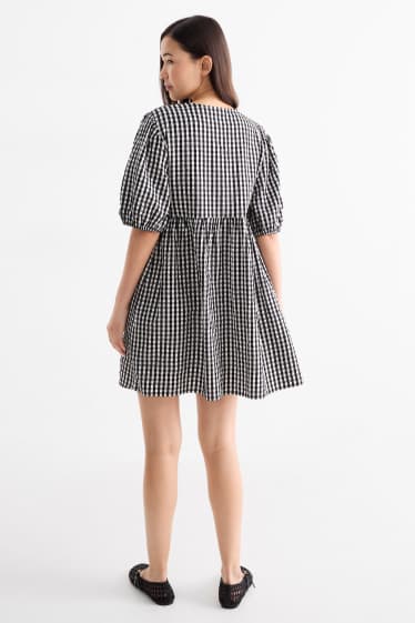 Donna - Vestito svasato - a quadretti - nero / bianco