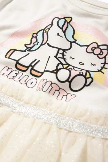 Dzieci dziewczynki - Hello Kitty - zestaw - sukienka i torebka - 2 części - kremowobiały