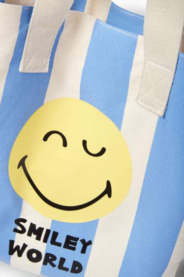 Dámské - Velká kabelka shopper - pruhovaná - SmileyWorld® - modrá/bílá