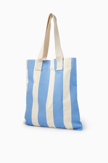 Dámské - Velká kabelka shopper - pruhovaná - SmileyWorld® - modrá/bílá