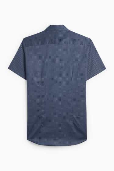 Pánské - Business košile - slim fit - kent - snadné žehlení - se vzorem - tmavomodrá
