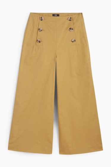Dona - Pantalons de tela - high waist - wide leg - groc mostassa