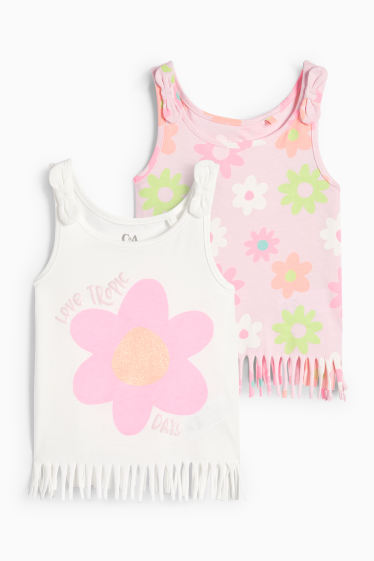 Kinder Mädchen - Multipack 2er - Blume - Fransen-Top - rosa