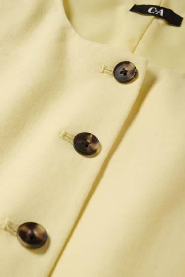 Damen - Weste - Tailored Fit - Leinen-Mix - hellgelb