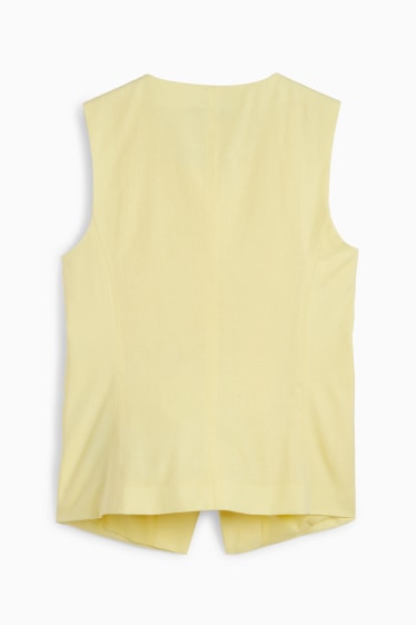 Damen - Weste - Tailored Fit - Leinen-Mix - hellgelb