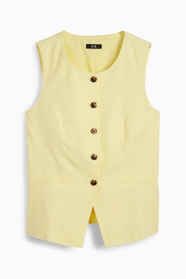 Damen - Weste - Tailored Fit - Leinen-Mix - hellgelb