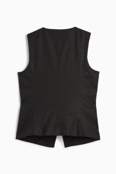 Damen - Weste - Tailored Fit - Leinen-Mix - schwarz