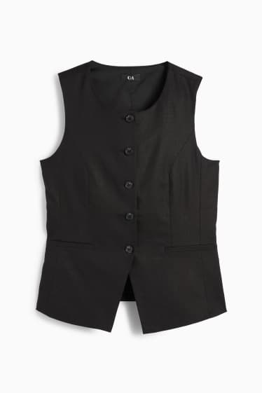 Damen - Weste - Tailored Fit - Leinen-Mix - schwarz