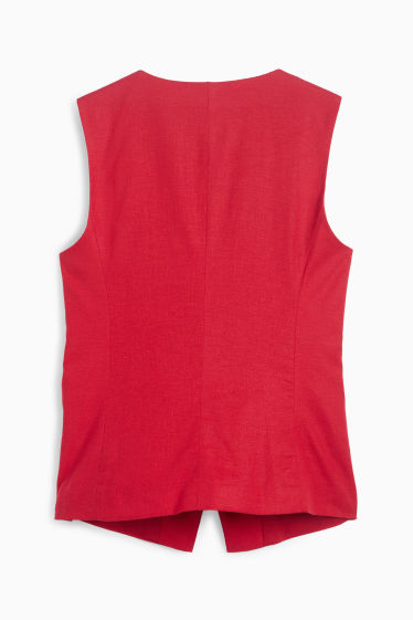Damen - Weste - Tailored Fit - Leinen-Mix - dunkelrot