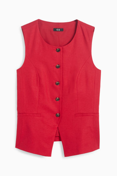 Damen - Weste - Tailored Fit - Leinen-Mix - dunkelrot