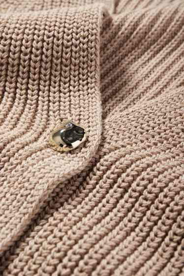 Femmes - Gilet sans manches en maille - finition côtelée - taupe