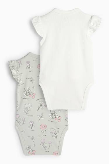 Baby Mädchen - Multipack 2er - Blümchen - Baby-Wickelbody - mintgrün