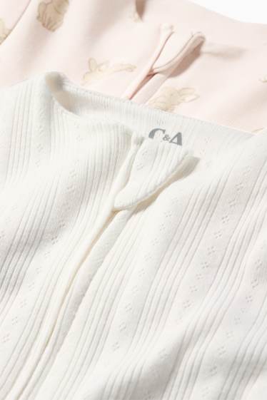 Bébés filles - Lot de 2 - petits lapins - pyjamas bébé - blanc / rose