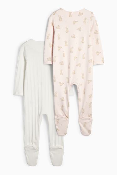 Bébés filles - Lot de 2 - petits lapins - pyjamas bébé - blanc / rose