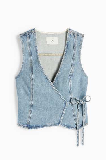 Damen - Jeans-Weste - helljeansblau