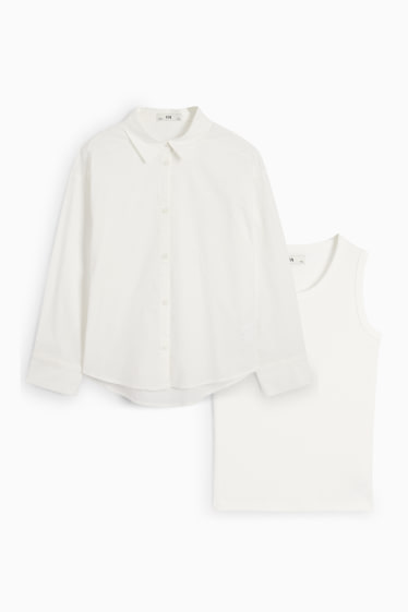Kinder Mädchen - Set - Hemd und Singlet - 2 teilig - weiß