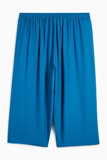 Damen - Stoffhose - High Waist - Wide Leg - blau