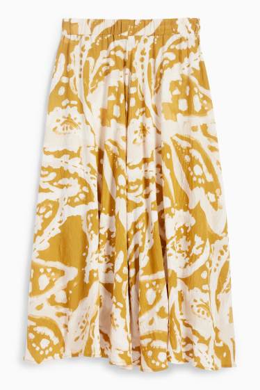 Women - Skirt - patterned - mustard yellow
