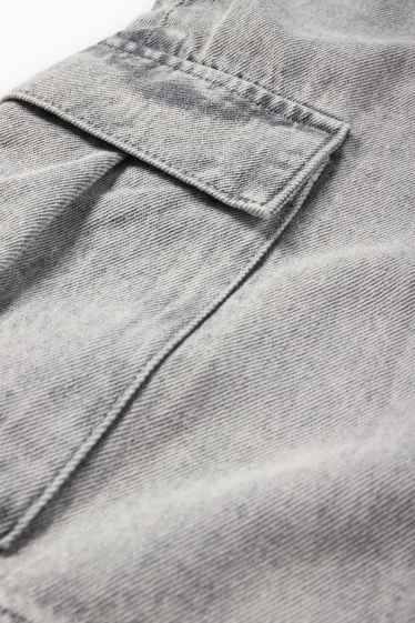 Kinderen: jongens - Denim cargobermuda - jeanslichtgrijs