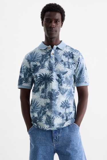Men - Polo shirt - patterned - blue