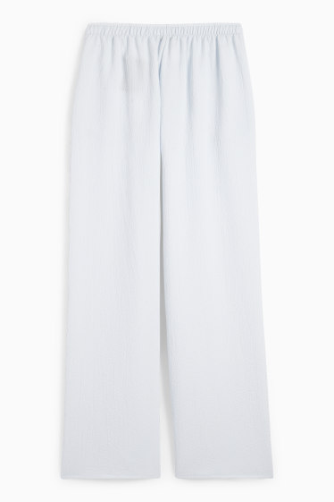 Donna - Pantaloni di stoffa - vita media - gamba ampia - azzurro