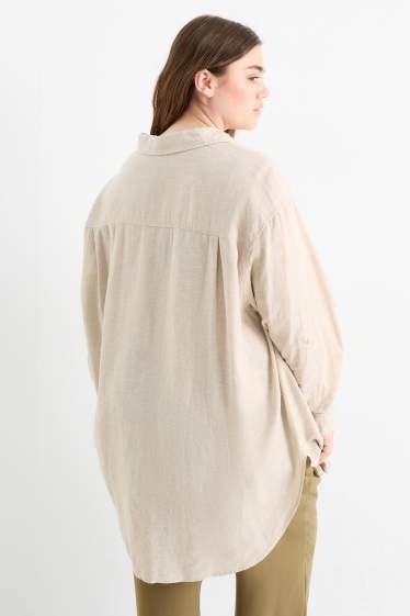 Femmes - Chemisier - lin mélangé - beige chiné