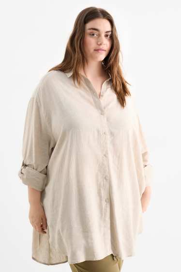 Femmes - Chemisier - lin mélangé - beige chiné