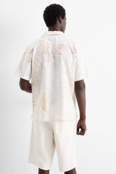 Men - Shirt - regular fit - lapel collar - patterned - cremewhite