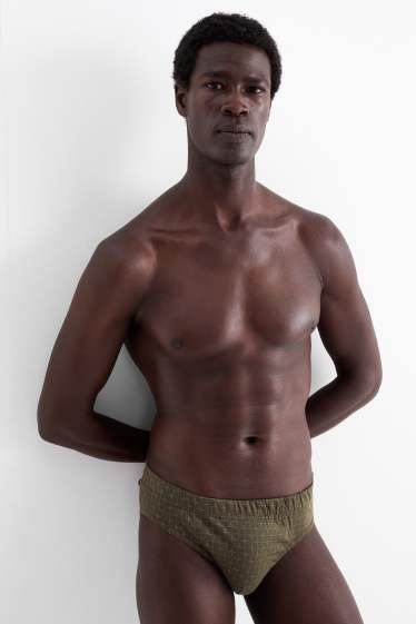 Herren - Multipack 3er - Slip - kariert - grün