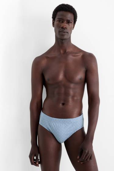 Herren - Multipack 3er - Slip - kariert - hellblau